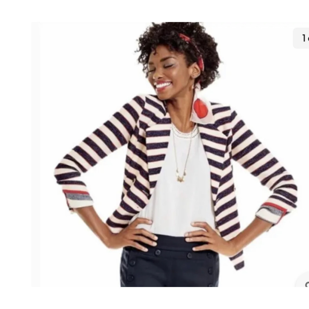 Cabi Red White Blue Striped Cruise  Blazer Sz 10